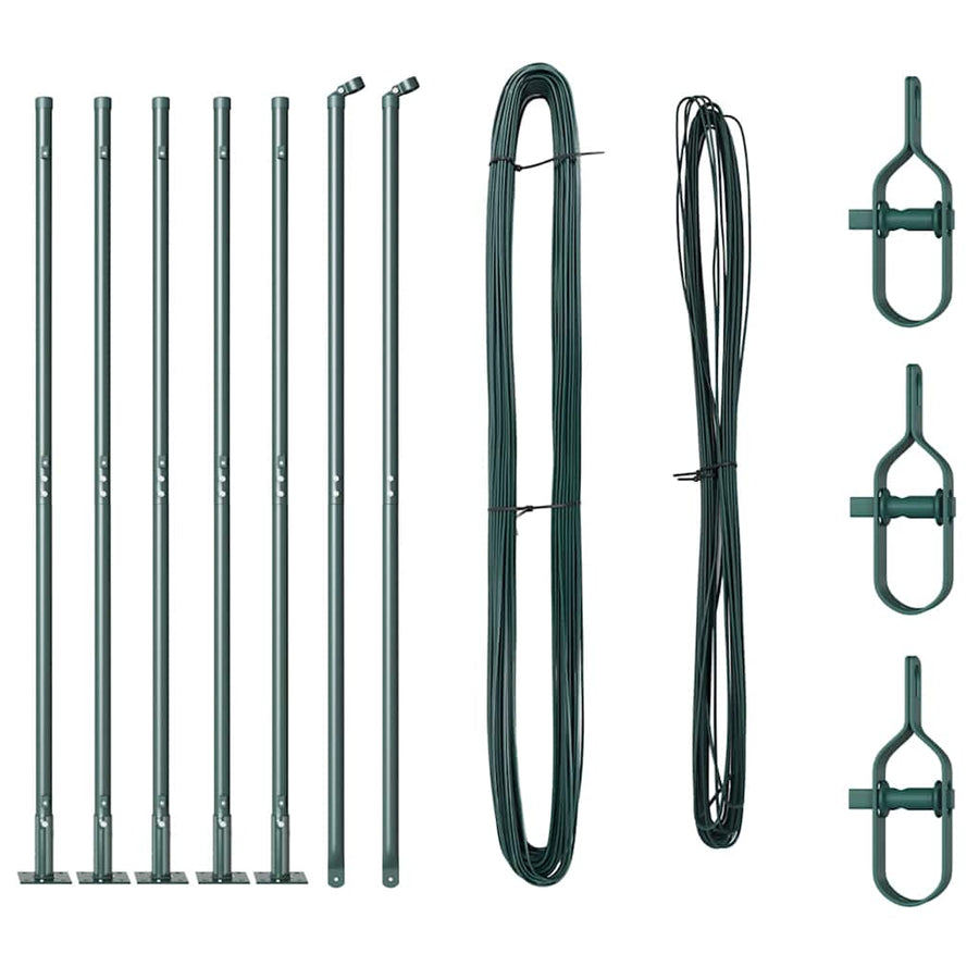 Afrasteringspaal 7 pcs Groen Staal
