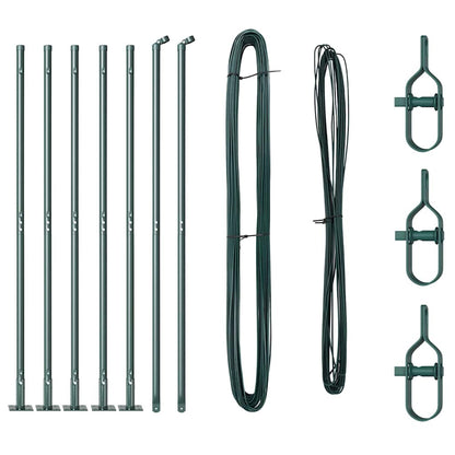 Afrasteringspaal 7 pcs Groen Staal