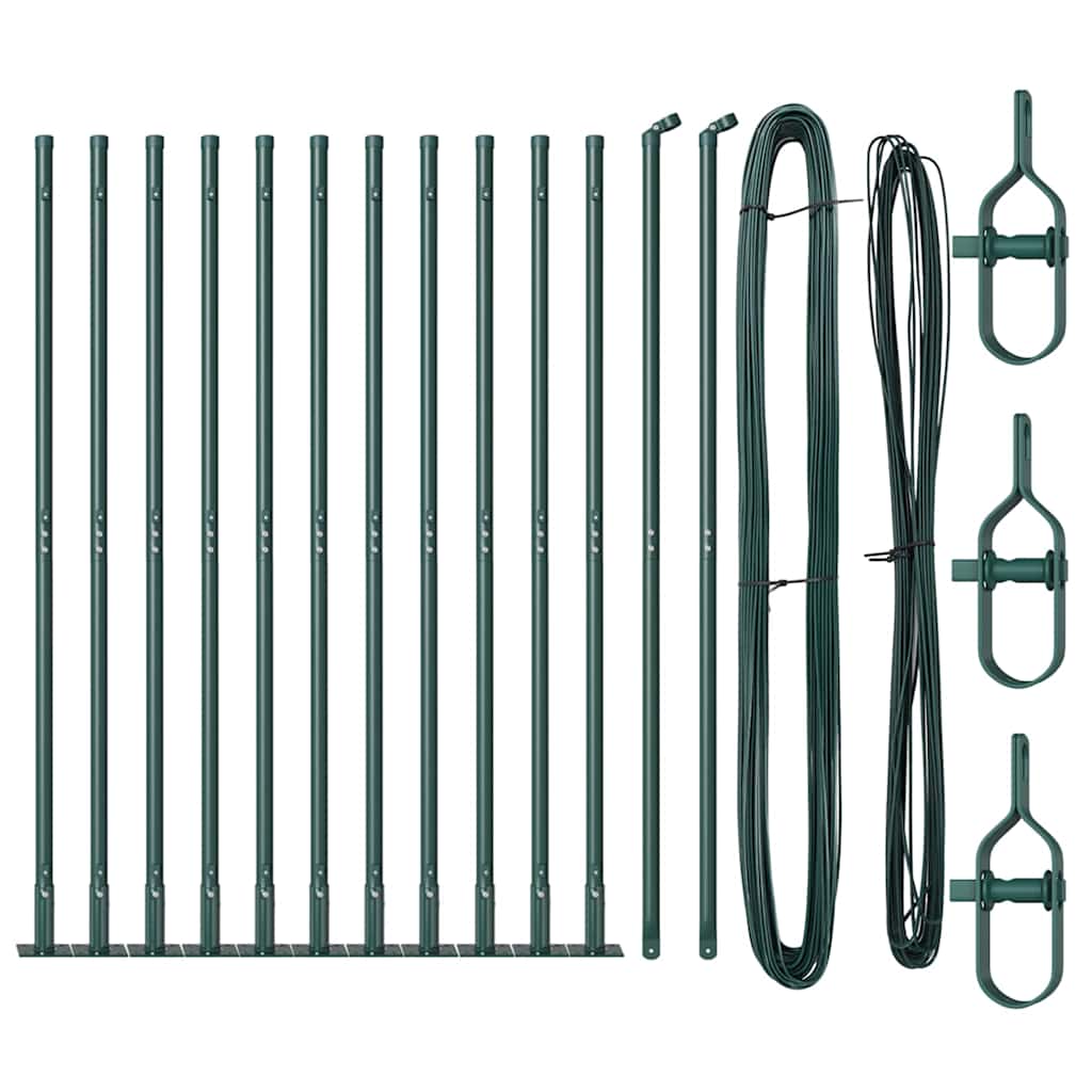 Afrasteringspaal 13 pcs Groen Staal