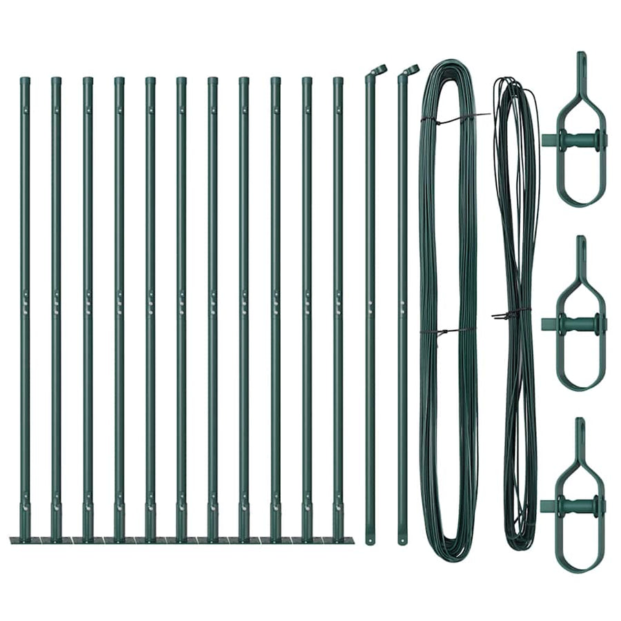 Afrasteringspaal 13 pcs Groen Staal