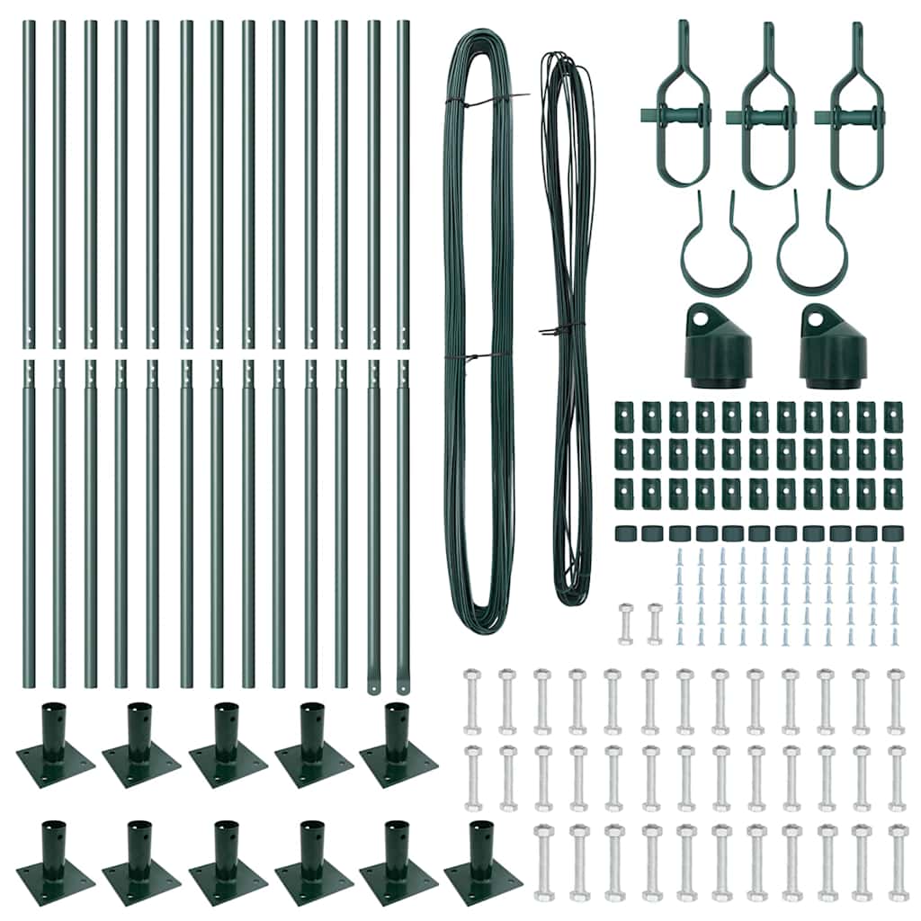 Afrasteringspaal 13 pcs Groen Staal