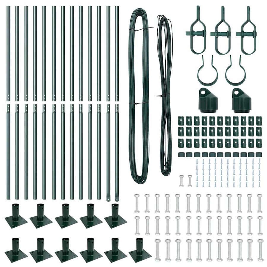 Afrasteringspaal 13 pcs Groen Staal