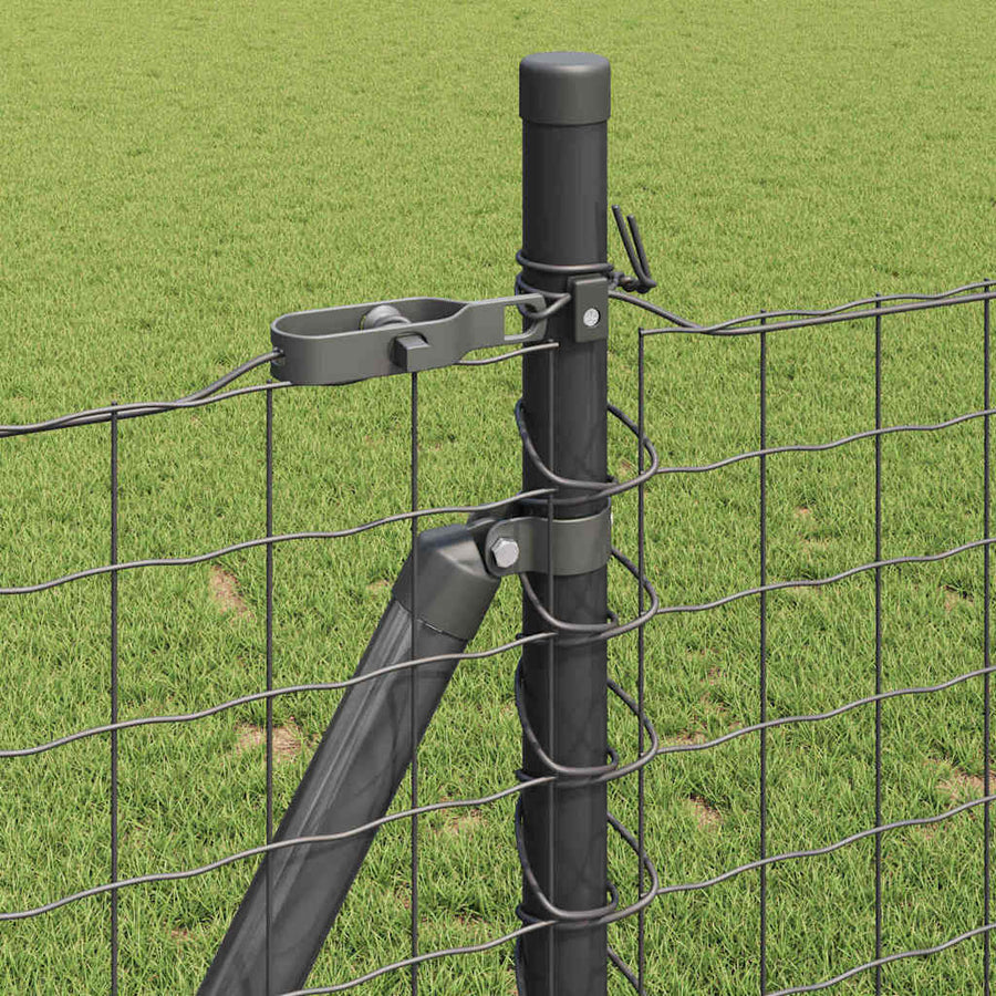 Afrasteringspaal 7 pcs Grijs Staal