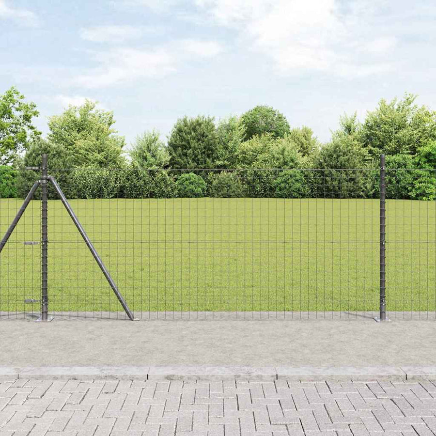 Afrasteringspaal 7 pcs Grijs Staal