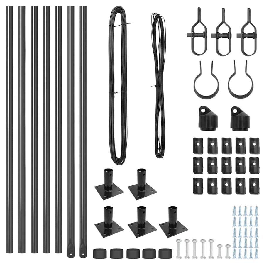 Afrasteringspaal 7 pcs Grijs Staal