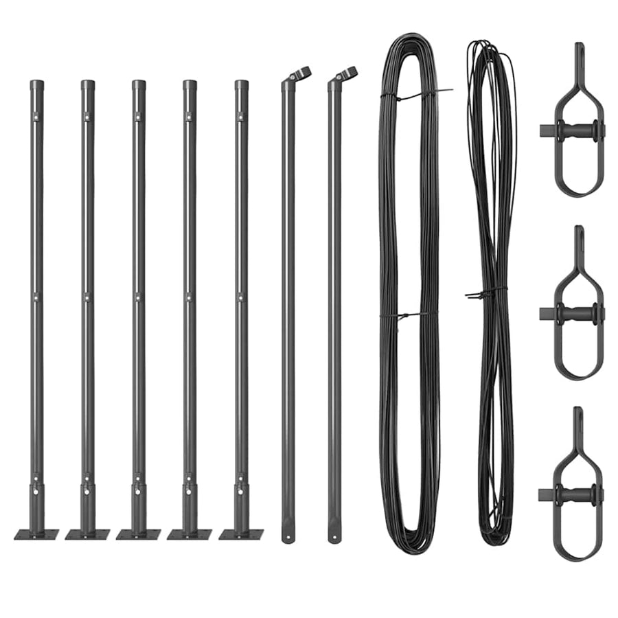 Afrasteringspaal 7 pcs Grijs Staal