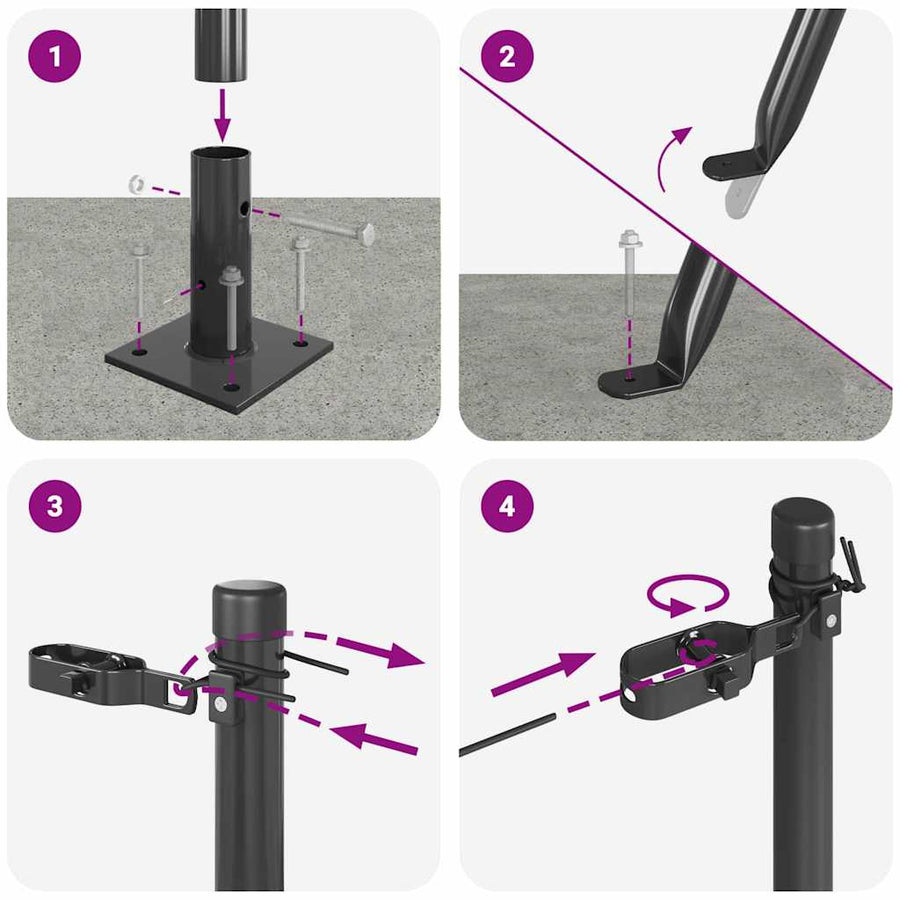 Afrasteringspaal 7 pcs Grijs Staal
