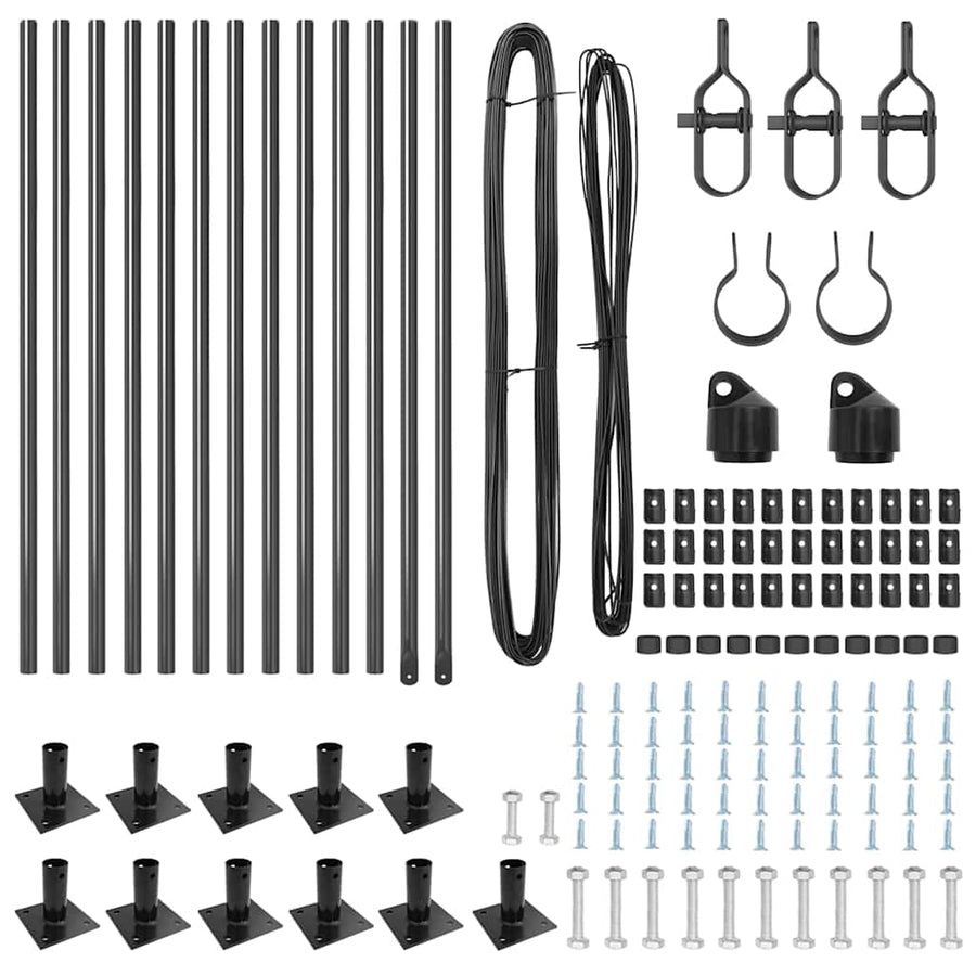 Afrasteringspaal 13 pcs Grijs Staal