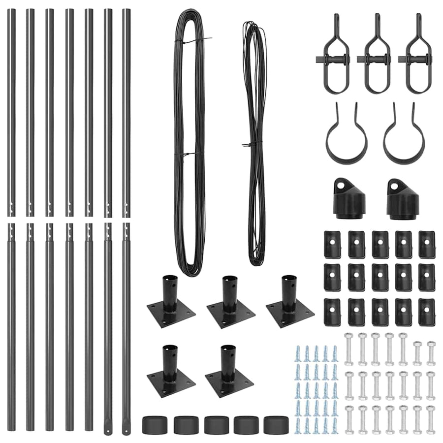 Afrasteringspaal 7 pcs Grijs Staal