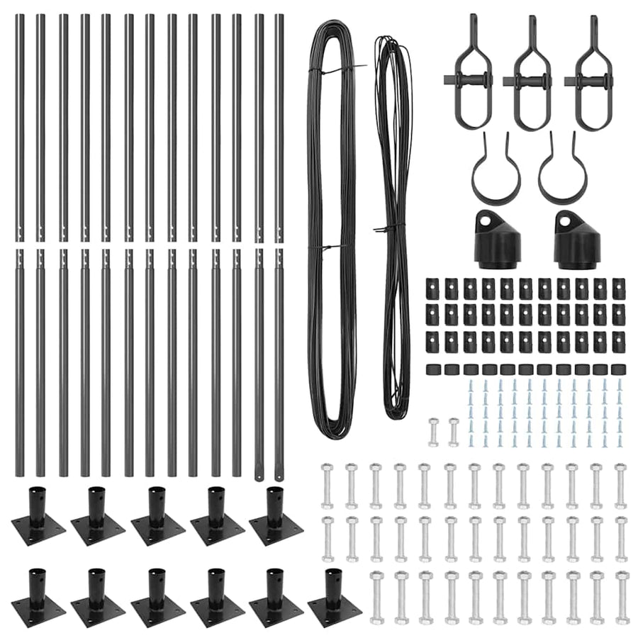 Afrasteringspaal 13 pcs Grijs Staal