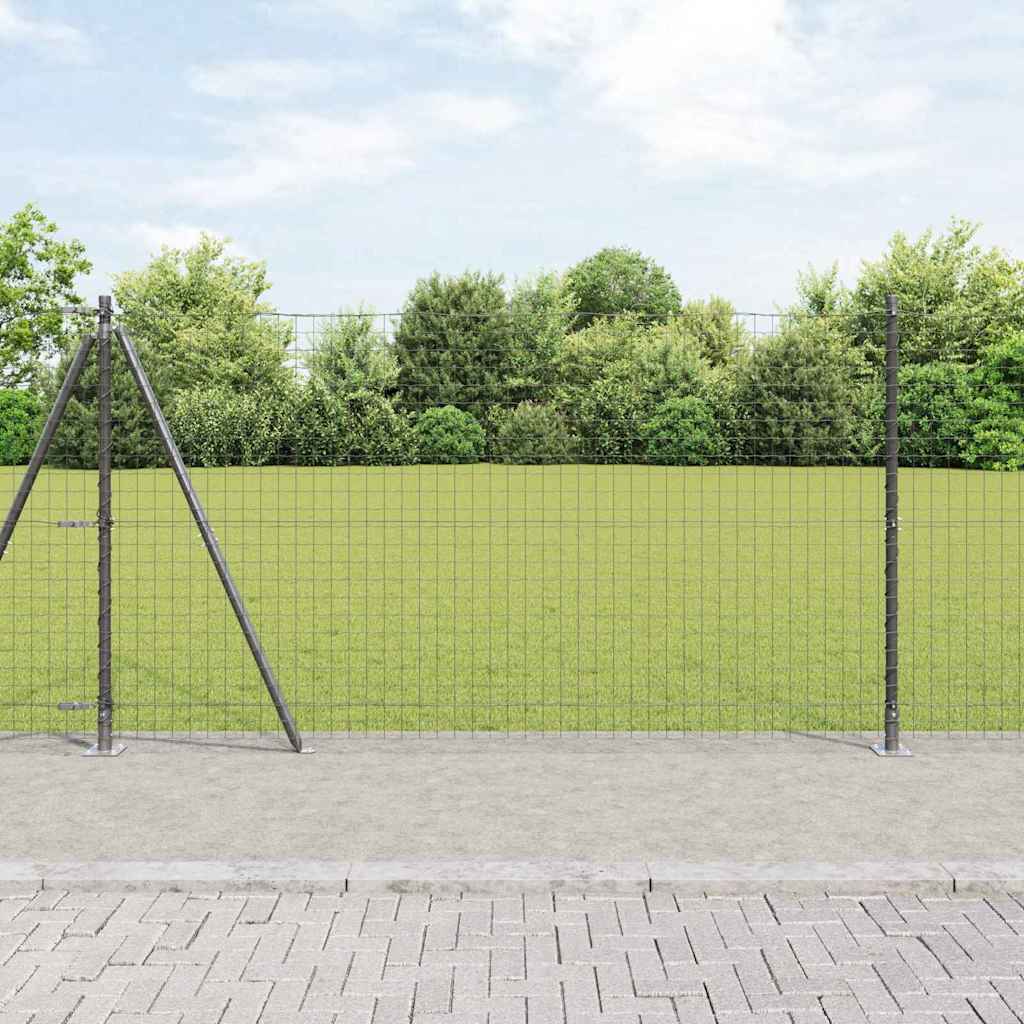 Afrasteringspaal 7 pcs Grijs Staal