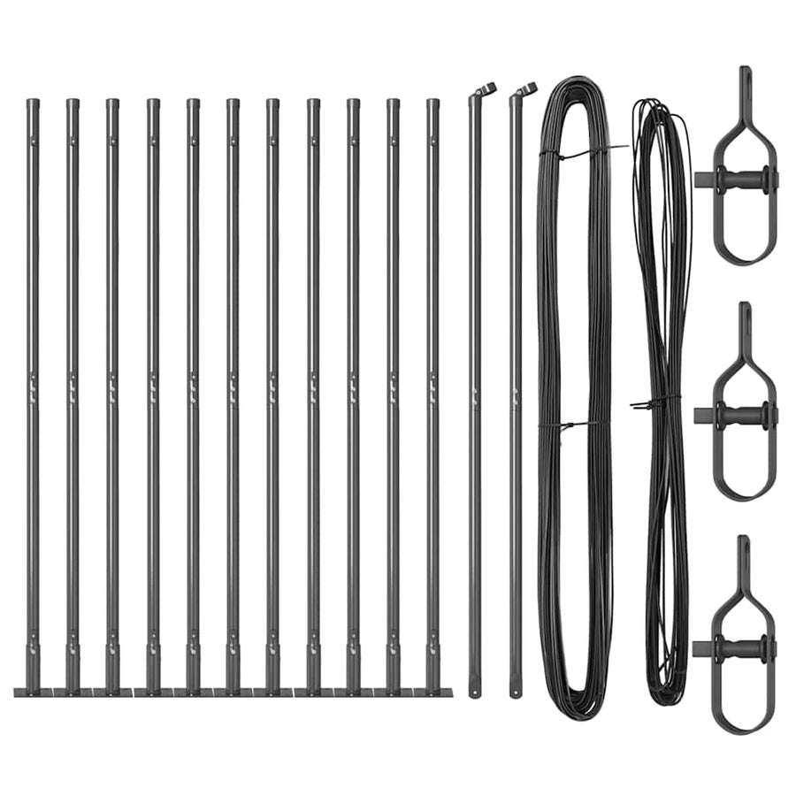 Afrasteringspaal 13 pcs Grijs Staal