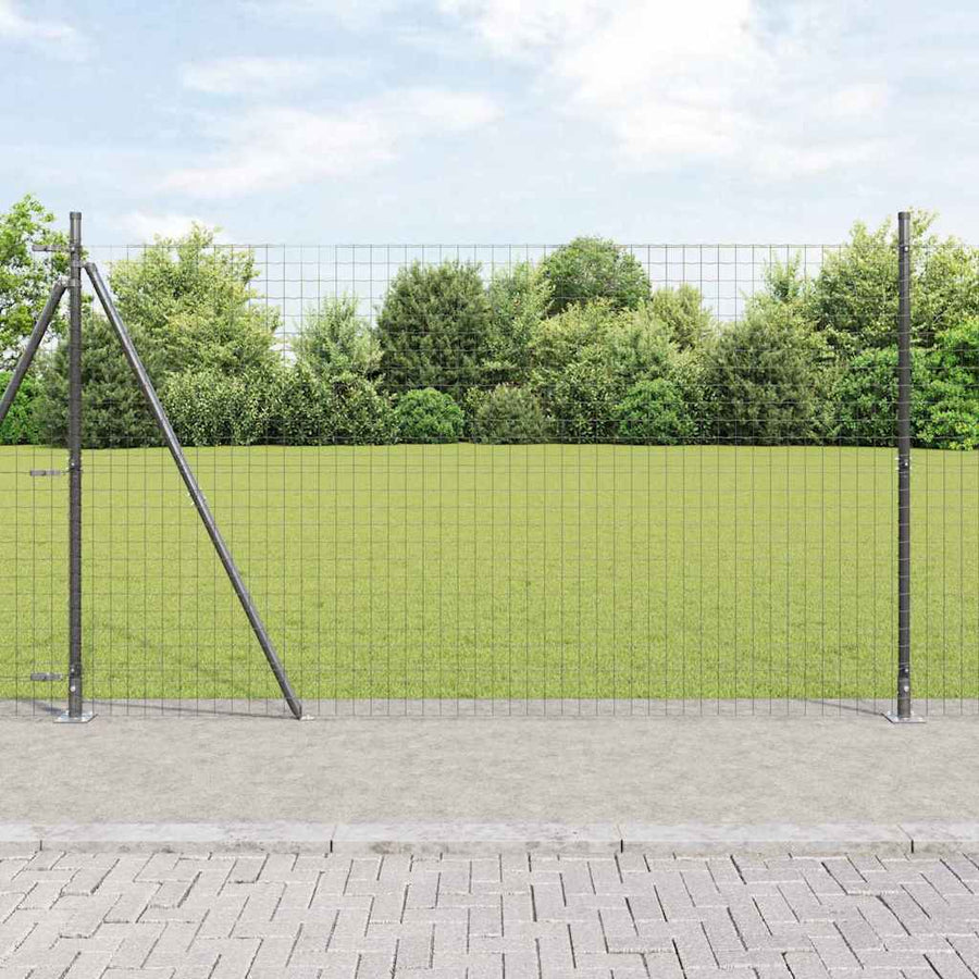 Afrasteringspaal 7 pcs Grijs Staal