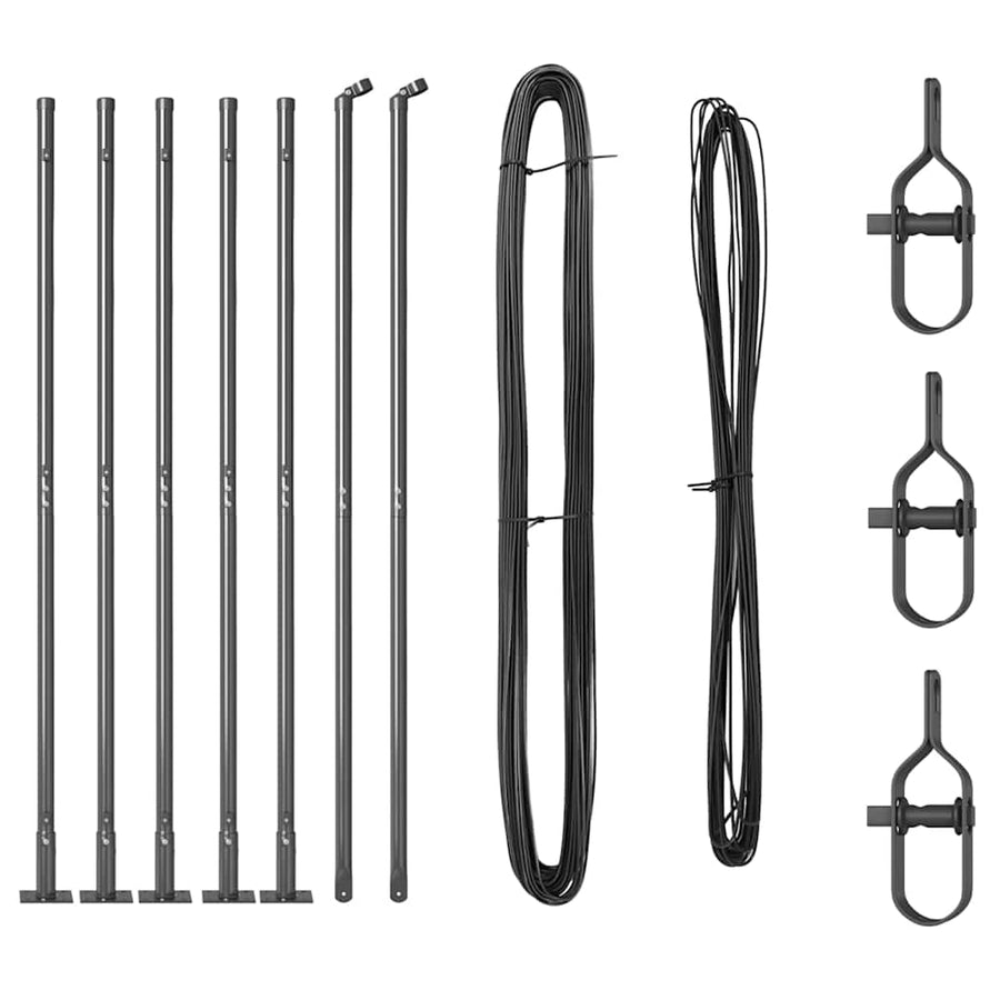 Afrasteringspaal 7 pcs Grijs Staal