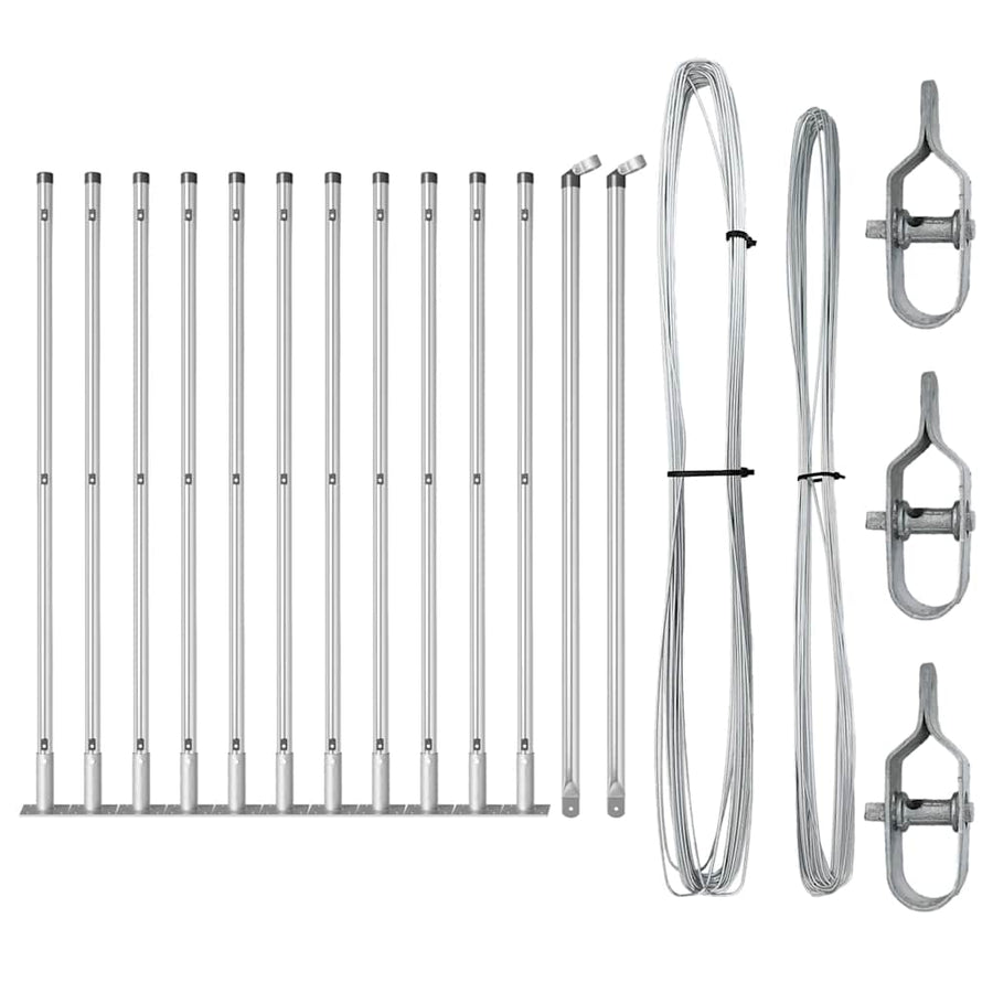 Afrasteringspaal 13 pcs Zilver Staal