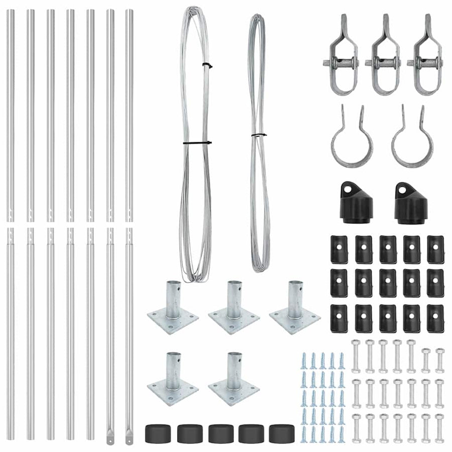 Afrasteringspaal 7 pcs Zilver Staal