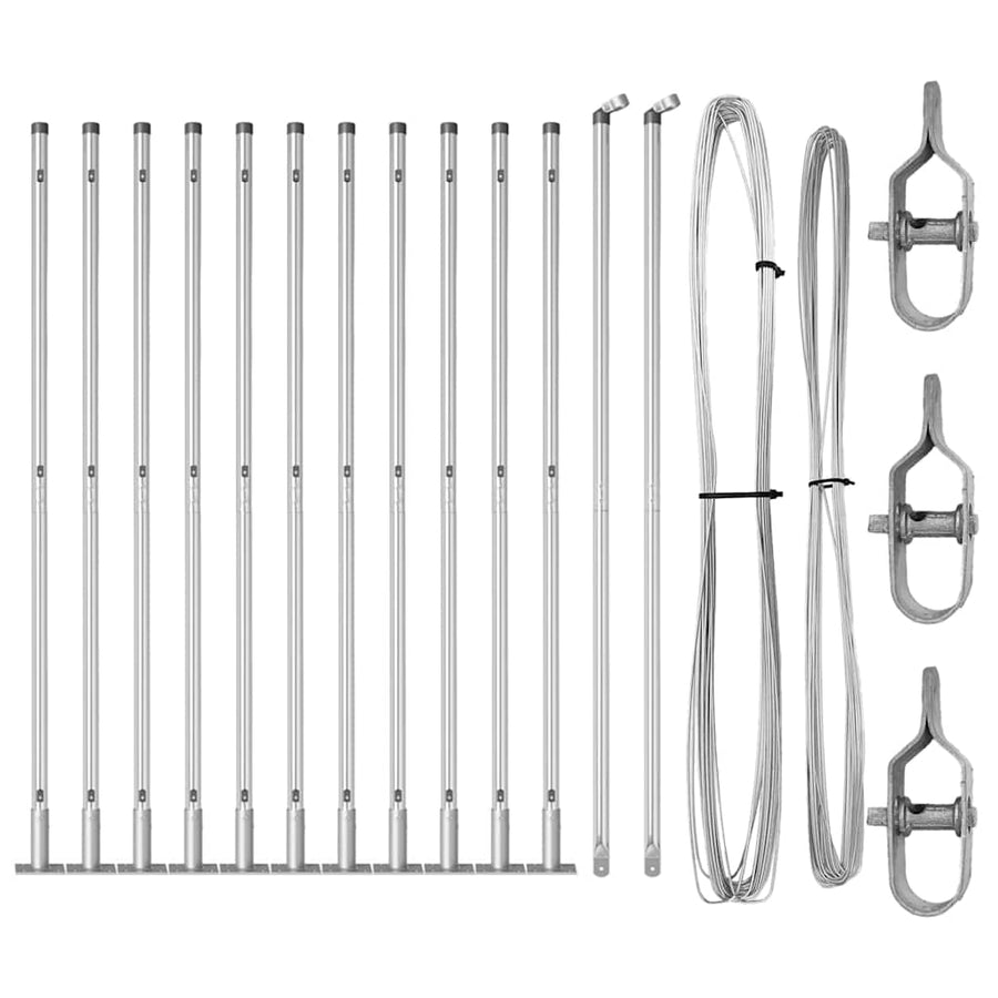 Afrasteringspaal 13 pcs Zilver Staal