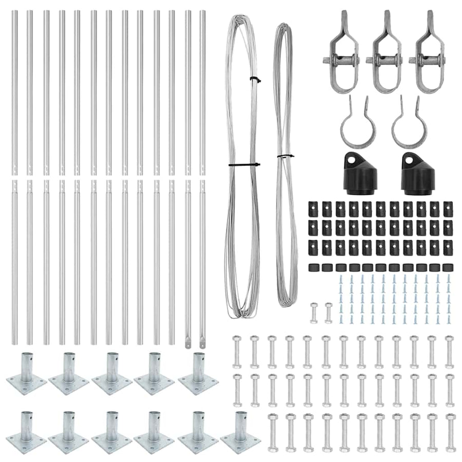 Afrasteringspaal 13 pcs Zilver Staal