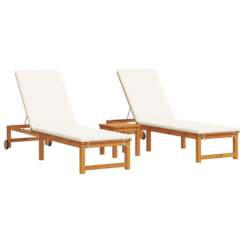 Ligstoel 3 Pcs Bruin 35 X 35 X 34Cm Massief Acaciahout