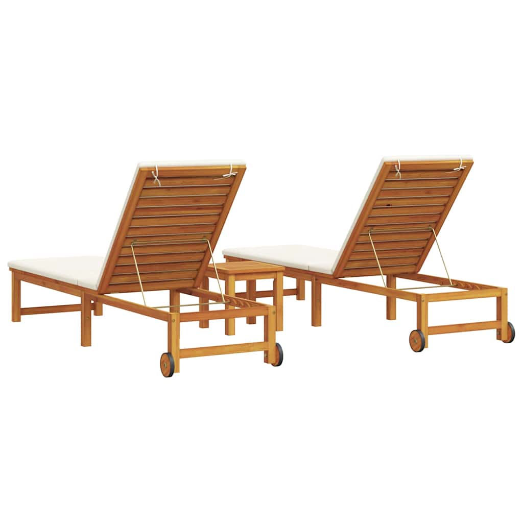 Ligstoel 3 Pcs Bruin 35 X 35 X 34Cm Massief Acaciahout