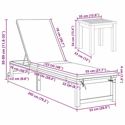 Ligstoel 3 Pcs Bruin 35 X 35 X 34Cm Massief Acaciahout