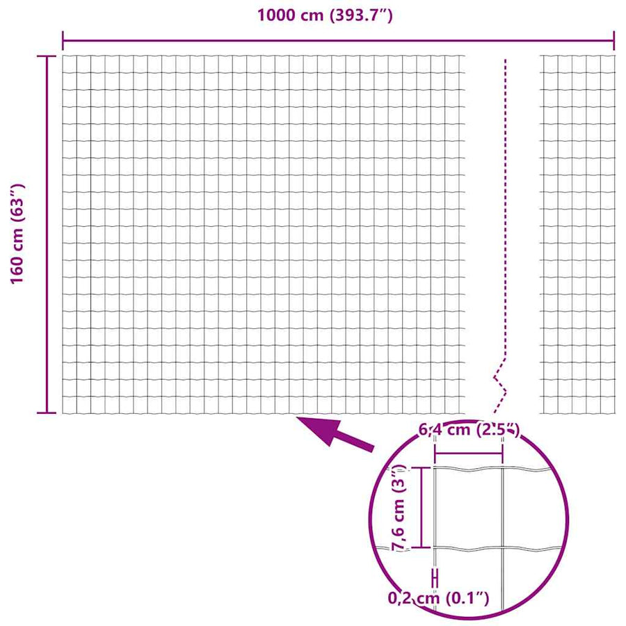 Euro Hek 1,6 x 10 m PVC-gecoat ijzer