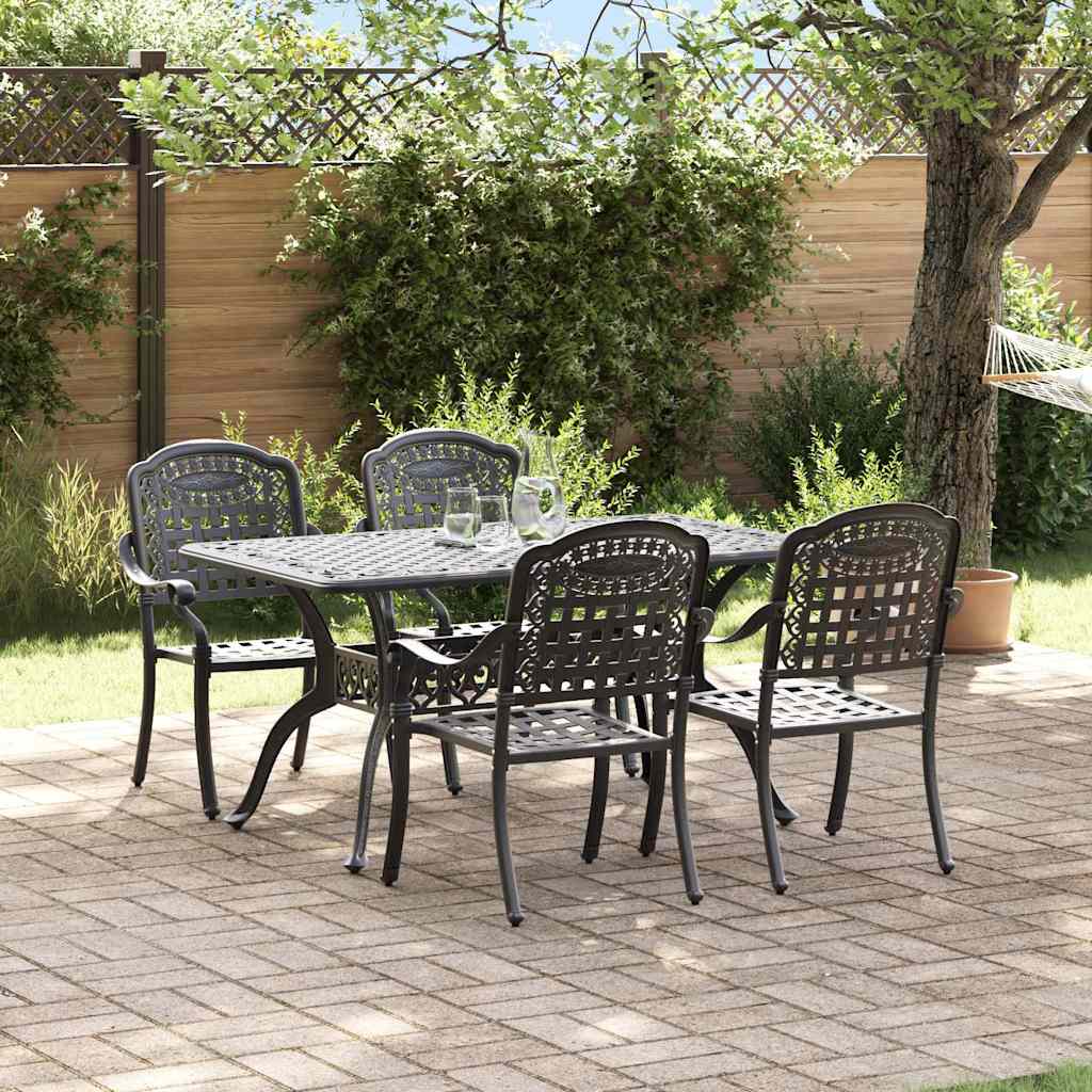 Tuin eettafelset 5 pcs Zwart Aluminium