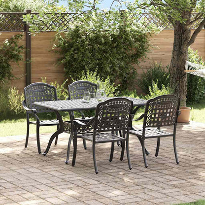 Tuin eettafelset 5 pcs Zwart Aluminium