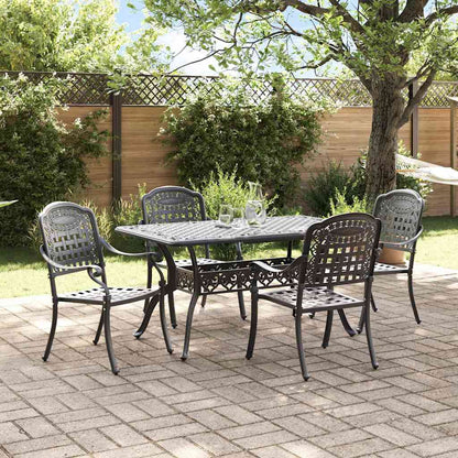 Tuin eettafelset 5 pcs Zwart Aluminium