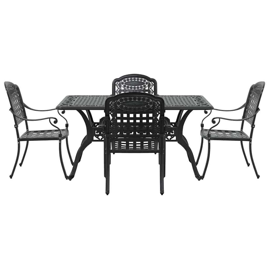 Tuin eettafelset 5 pcs Zwart Aluminium