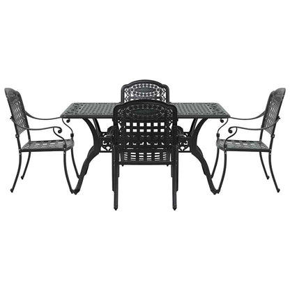 Tuin eettafelset 5 pcs Zwart Aluminium