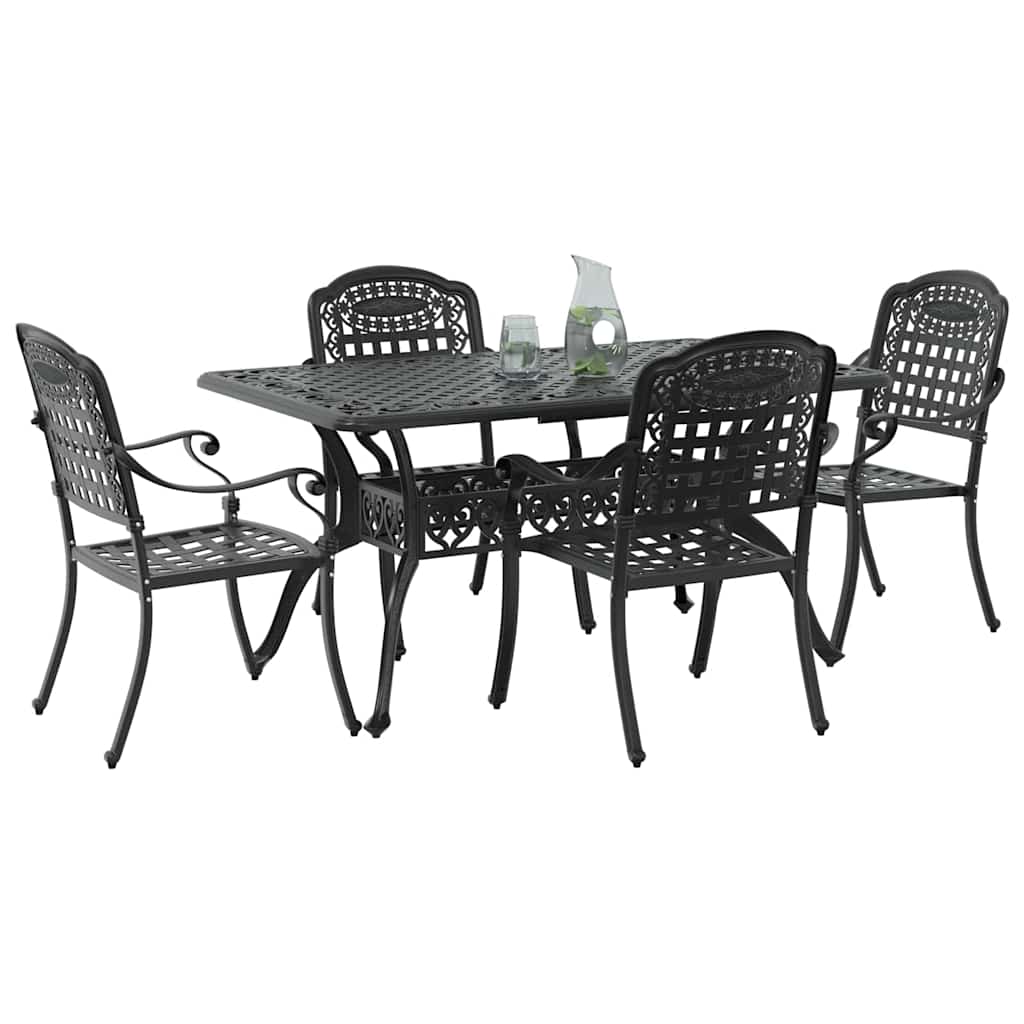 Tuin eettafelset 5 pcs Zwart Aluminium