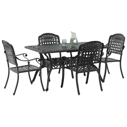 Tuin eettafelset 5 pcs Zwart Aluminium