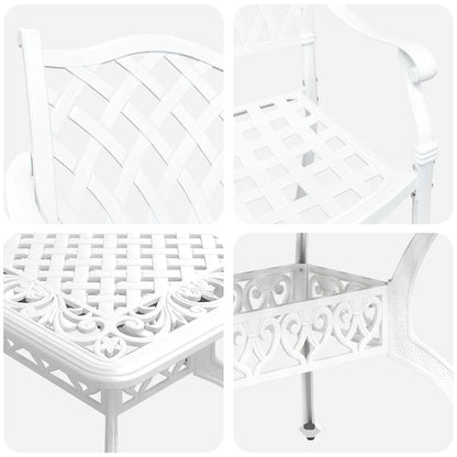 Tuin eettafelset 7 pcs Wit Aluminium