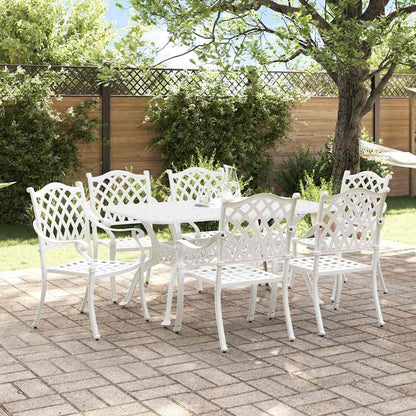 Tuin eettafelset 7 pcs Wit Aluminium
