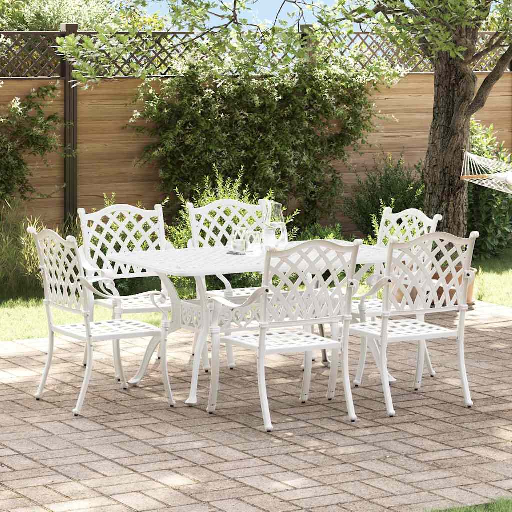 Tuin eettafelset 7 pcs Wit Aluminium