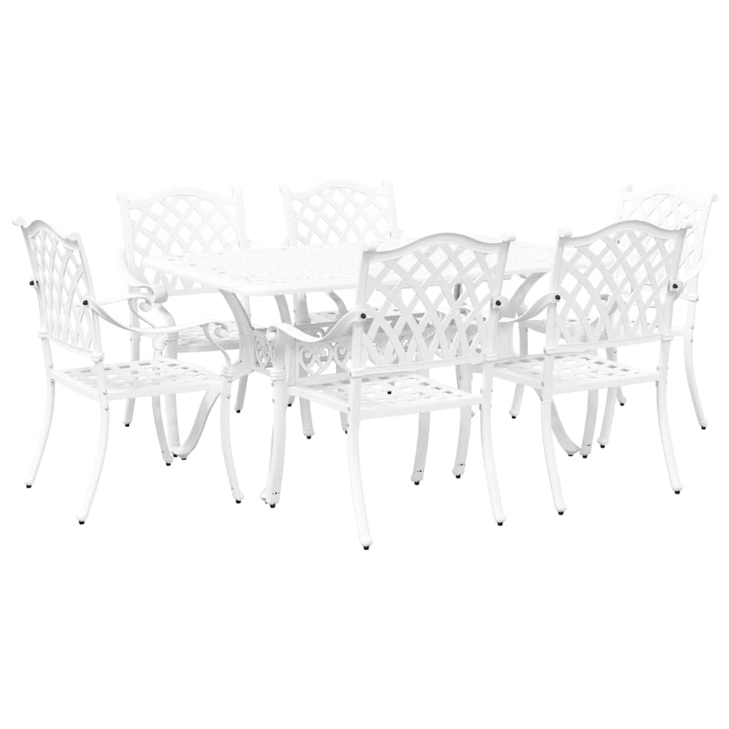 Tuin eettafelset 7 pcs Wit Aluminium