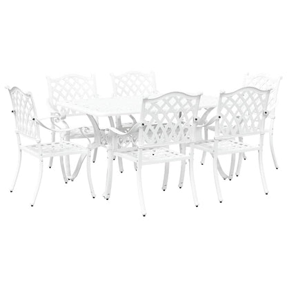 Tuin eettafelset 7 pcs Wit Aluminium