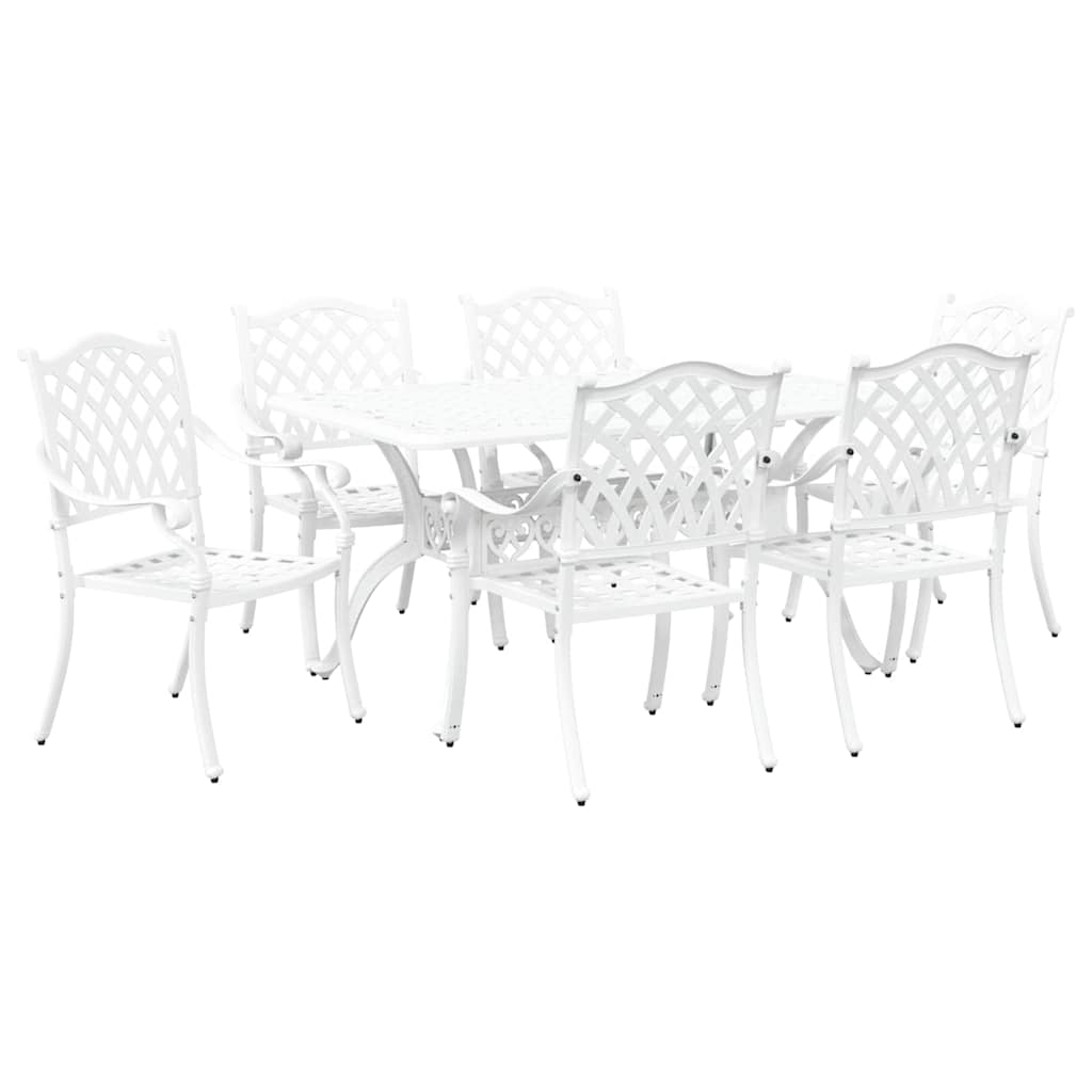 Tuin eettafelset 7 pcs Wit Aluminium