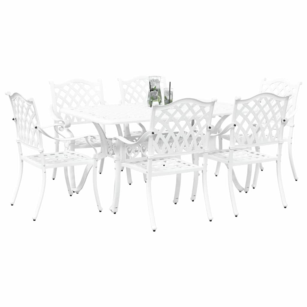 Tuin eettafelset 7 pcs Wit Aluminium
