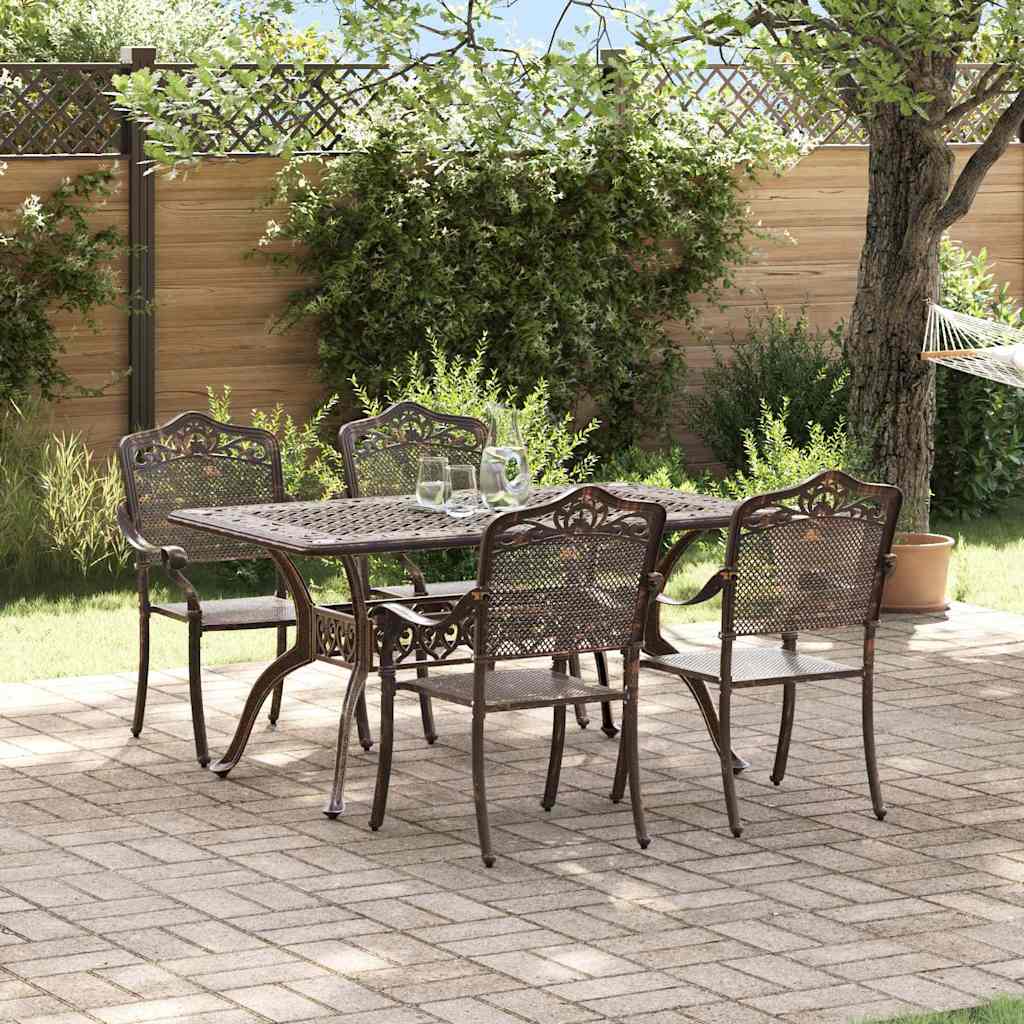 Tuin eettafelset 5 pcs Brons Aluminium
