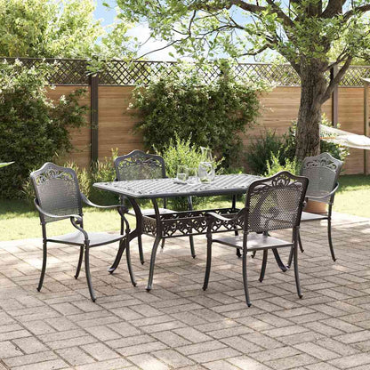 Tuin eettafelset 5 pcs Zwart Aluminium