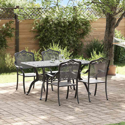 Tuin eettafelset 5 pcs Zwart Aluminium