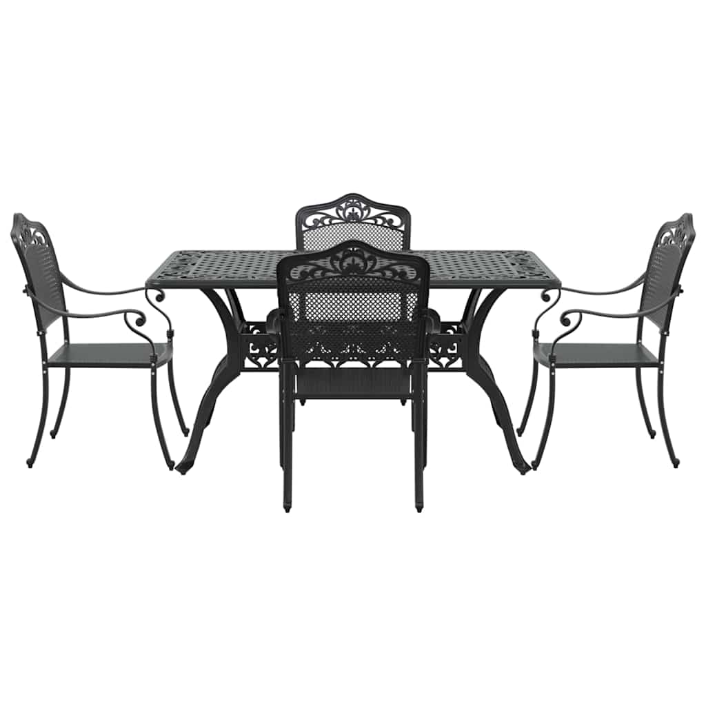 Tuin eettafelset 5 pcs Zwart Aluminium