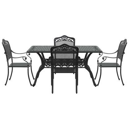 Tuin eettafelset 5 pcs Zwart Aluminium
