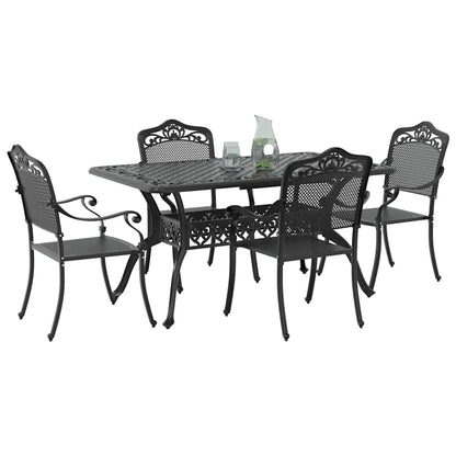 Tuin eettafelset 5 pcs Zwart Aluminium