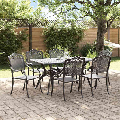 Tuin eettafelset 7 pcs Zwart Aluminium
