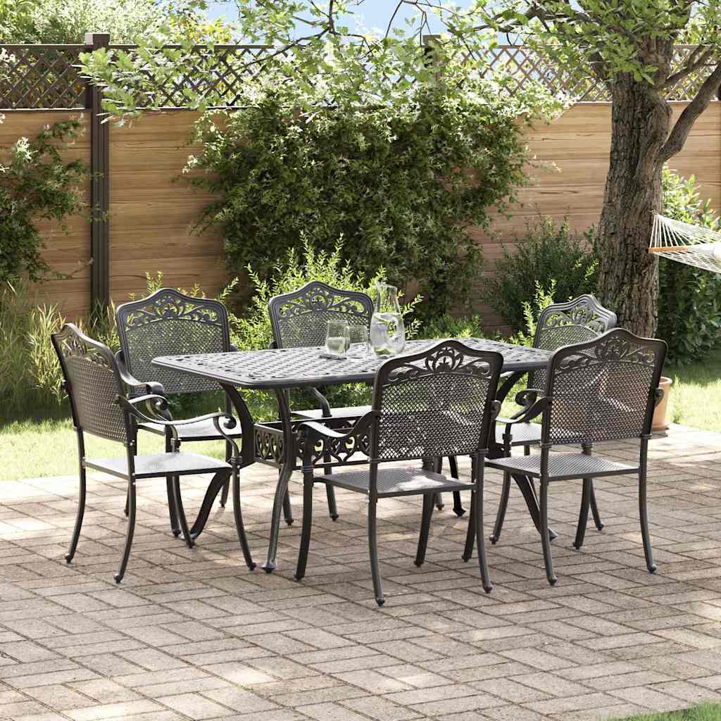 Tuin eettafelset 7 pcs Zwart Aluminium
