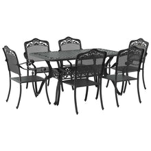 Tuin eettafelset 7 pcs Zwart Aluminium