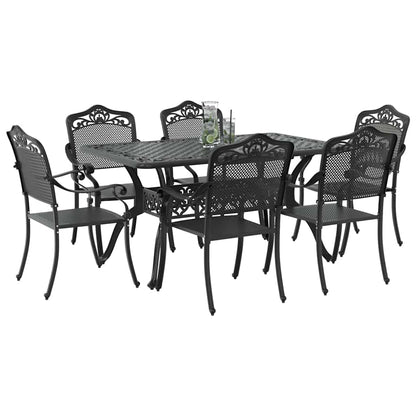 Tuin eettafelset 7 pcs Zwart Aluminium
